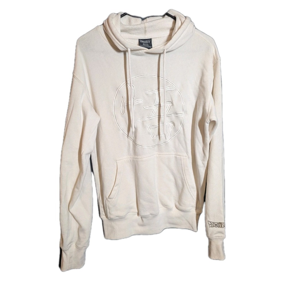 Dragon Ball Z Hoodie XS White Kame‎ Symbol Anime Pullover Sweatshirt Defect